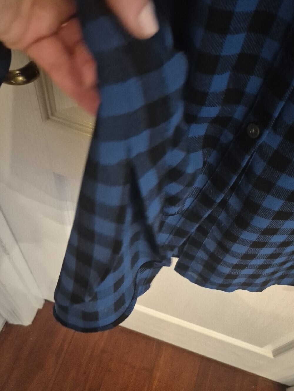 J. Jill Blue and Black Buffalo Plaid Long Tunic Shirt - Picture 5 of 8
